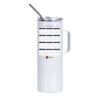 20oz Stainless Steel Skinny Tumbler with Handle & Lid (White) Thumbnail