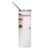Sublimation 20oz/600ml Glitter Sparkling Stainless Steel Skinny Tumbler w/ Straw (White) Thumbnail